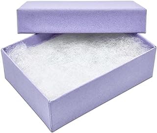 The Display Guys – Pacote com 100 caixas de joias de papel kraft com enchimento de algodão #21 - Lavanda clara (6,5 cm x 4,5 cm x 2,5 cm)