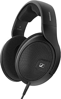 Fones de ouvido Sennheiser HD 560 S pretos, over-the-ear, com logotipo e design elegante
