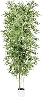 Planta de bambu artificial verde de 1,8 m em vaso branco para decoração de interiores