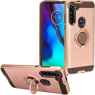 Capa de telefone rosa ouro para Motorola Moto G Fast com suporte de anel