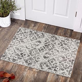 Moynesa Tapetes marroquinos laváveis 5 x 7 cm para entrada antiderrapantes, tapetes de cozinha pequenos cinza antiderrapantes, tapete de porta moderno para piso interno frontal lavanderia banheiro