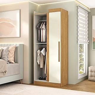 Guarda-roupa canto reto Paris cinámomo com portas espelhadas