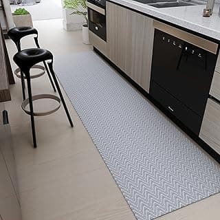 Tapete para pia de cozinha cinza com padrão chevron antiderrapante