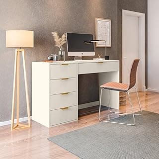 Mesa Escrivaninha com e Porta Objetos Vita 5 Gavetas 136cm Yescasa Off White Off White