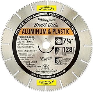 IVY Classic 35050 Lâmina de serra circular de corte rápido de 19 cm e 128 dentes de alumínio e plástico com mandril de diamante de 1,5 cm, 1/cartão