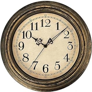 Plumeet Relógio de parede retrô extragrande, 40 cm, sem tique-taque, clássico, silencioso, vintage, decorativo, cozinha, sala de estar, quarto - operado por bateria