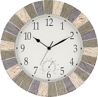 Relógio de parede UMEXUS 33cm impermeável com termômetro, mosaico multicolorido