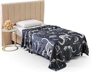 Cobertor Manta Solteiro Infantil Flanel Microfibra Toque Extra Macio Secagem Rapida Dinossauro Skull