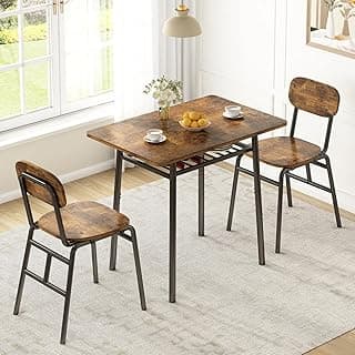 Conjunto Sala de Jantar, Mesa de Jantar 2 Lugares, Espaço de Armazenamento Prático, Ideal para Apartamentos e Espaços Pequenos, Cor Marrom