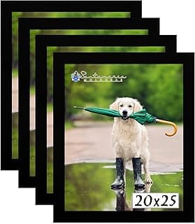 Kit 4 Porta Retrato Molduras 20x25 Preto com cão segurando guarda-chuva