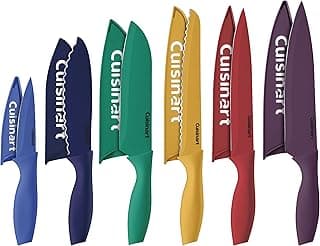 Conjunto de facas de bloco Cusinart, 12 peças, cerâmica, lâminas, protetores, cores variadas