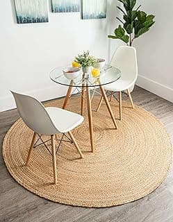 Tapete de juta redondo bege para decoração de casa, 91x91cm