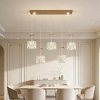 Lustre pendente de LED de cristal com dimmer para sala de jantar moderna