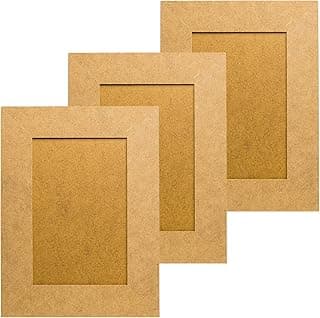 Porta-Retratos em MDF, Decorativo para Fotos 10x15 cm, Kit com 3 Unidades, Cor Natural
