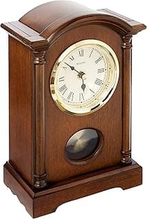 Bulova Dalton Relógio de mesa com pêndulo chiming - acabamento em nogueira - detalhes dourados