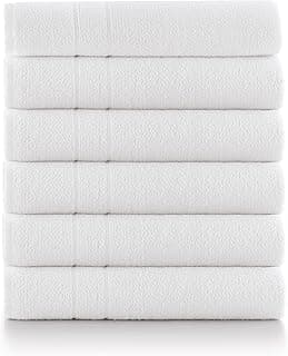 Kit de 6 toalhas de banho brancas Teka Monaco, 90% algodão 10% poliéster, fundo branco