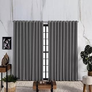 Cortina de blackout cinza escuro 4,00m x 2,30m, tecido grosso, ambiente minimalista