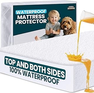 Protetor de colchão impermeável Utopia Bedding com parte superior felpuda, branco, para Twin XL