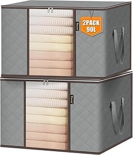 Kit 4 organizadores de roupa de cama grande cinza com zíperes e alças reforçadas