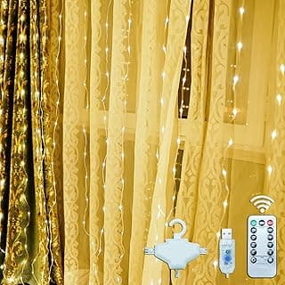 Luzes de cortina VOLIVO 300 LEDs USB, 3m, 10 ganchos, controle remoto 8 modos, iluminação fada 5V DIY