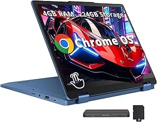 Lenovo Notebook Flex 3i Chromebook 12,2 polegadas WUXGA Touchscreen 2 em 1, Intel N100, 4GB LPDDR5, 224 GB de armazenamento (64 GB eMMC + conjunto de estação de ancoragem de 160 GB), gráficos Intel