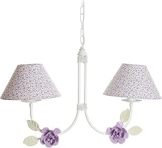 Lustre 2L Simples 2 Flores G Lilás Quarto Bebê Infantil
