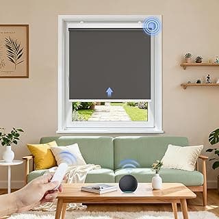 Grandekor Persiana motorizada com controle remoto, persianas motorizadas, persianas elétricas 100% blackout, persianas sem fio para quarto, sala de estar, escritório, cinza escuro, L23 x H72