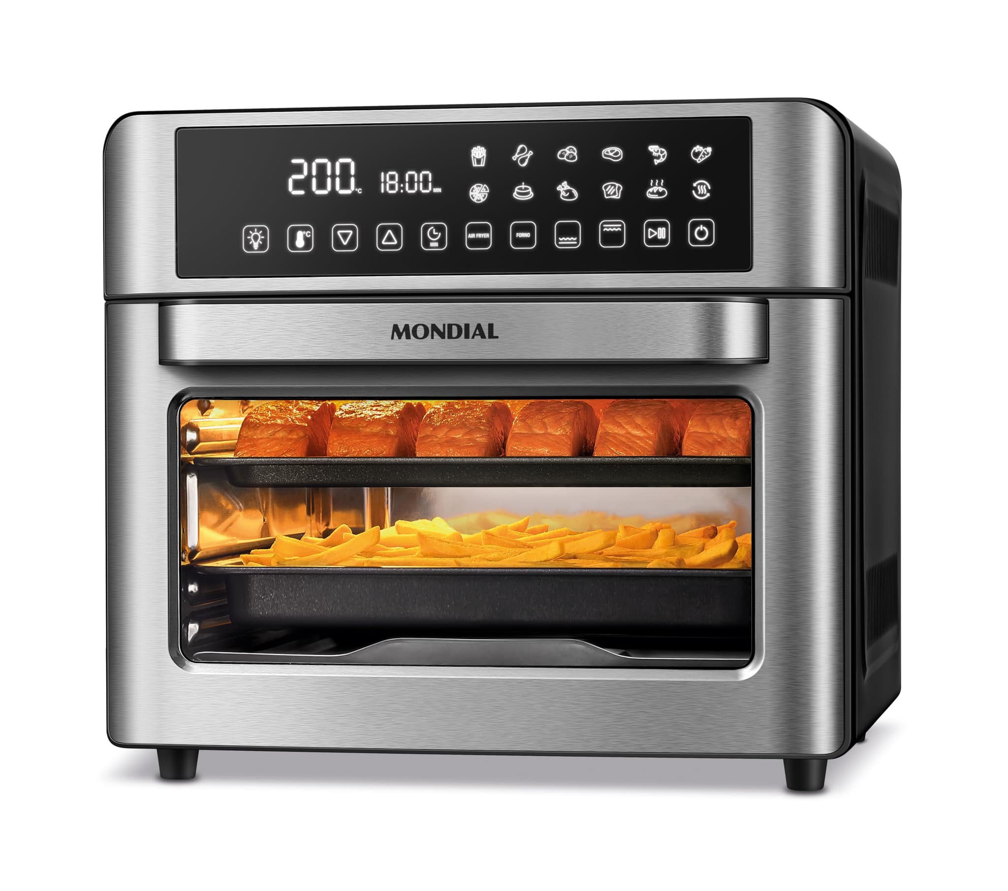 Fritadeira Air Fryer Forno Elétrico Mondial AFO-25L-BI OVEN Digital 2 em 1 25L Preto/Inox 110V