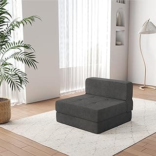 Sofá-cama dobrável ZeeFu cinza escuro em sala minimalista