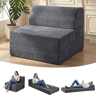 Sofá-cama dobrável Kasunpul cinza, espuma de memória, 182x71x25cm, capa lavável