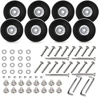 ZOOFOX Conjunto de 8 rodas de substituição de mala de bagagem, kits de reparo de rolamentos de rodas de poliuretano de 50 x 18 mm, rodas de substituição de prateleira para bagagem