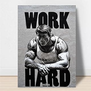 Quadro decorativo para academia com Arnold Schwarzenegger - WORK HARD