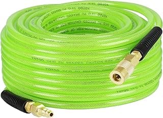 Mangueira de ar verde fluorescente YOTOO, resistente, com conexões de metal e malha de poliuretano reforçada.