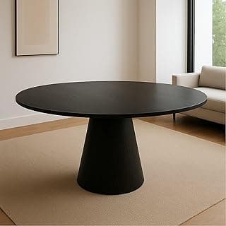 Mesa de Jantar Cone Redonda Laminado em Madeira 120cm Cairo Preto