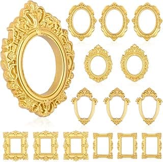 Porta-retratos vintage dourados em resina com molduras ornamentadas