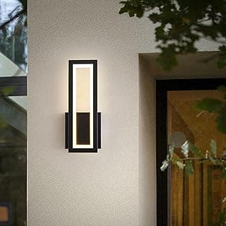 1 arandela de parede leve, 31 x 13 cm, requer perfuração para instalação, luz LED retangular tricolor para sala de estar, escada, lâmpada de parede de cabeceira do quarto (D121-Preto)