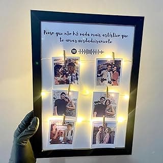 Quadro LED Personalizado com suas Fotos, Frase e Música spotify - Presente para Namorada, Presente de namorados