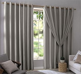 Cortina blackout cinza 2,80m x 2,30m para quarto, sala ou casa, tecido blackout com ilhós.