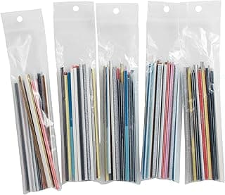 Kit de 100 galhos de lixamento em pacotes plásticos transparentes, variados em cores.