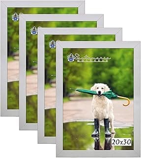 Kit 4 Molduras Porta Retrato 20x30 Branco com Emblema Azul