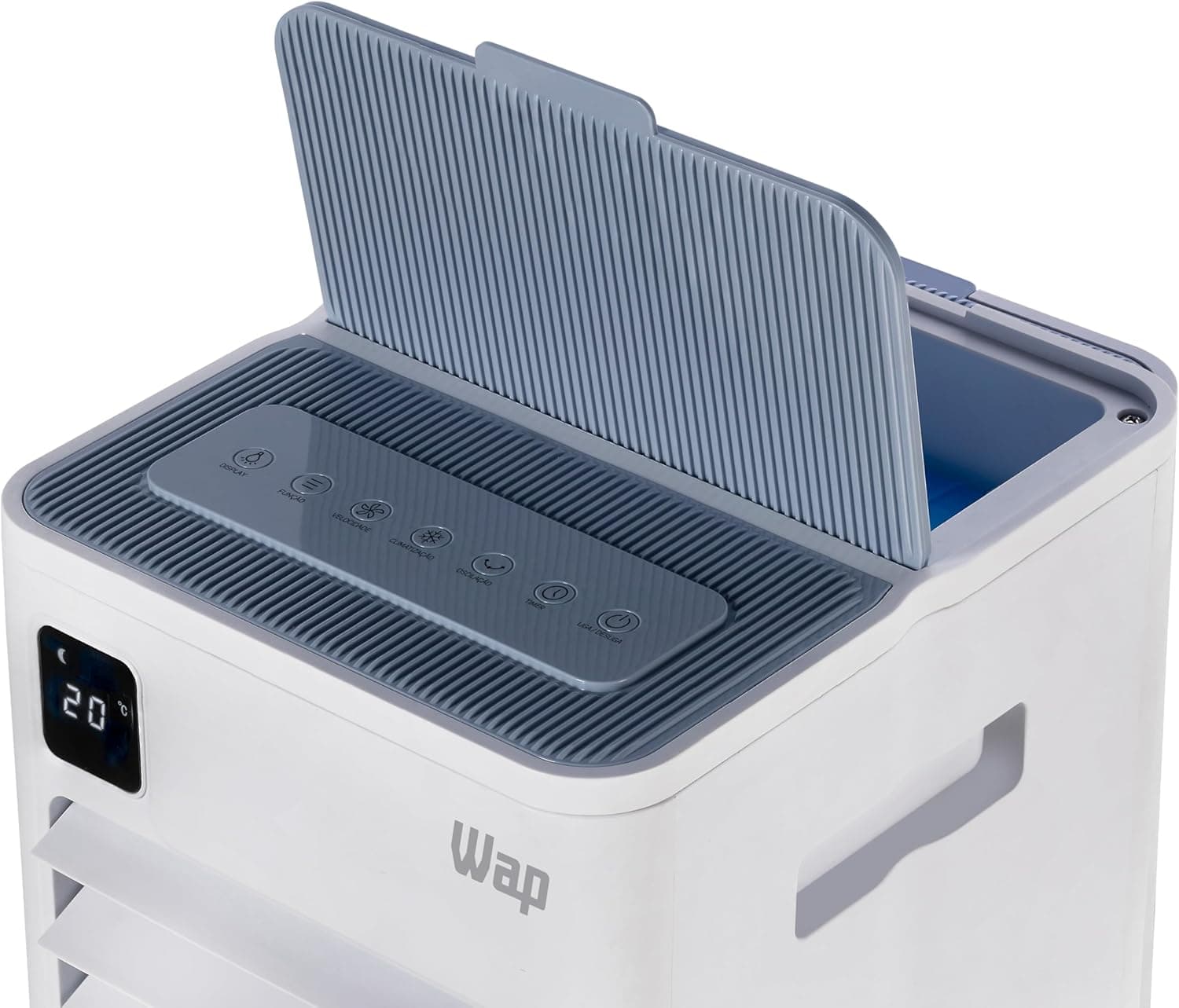 WAP Climatizador de Ar Torre CONTROL DIGITAL 3 em 1 - Climatiza, Umidifica e Ventila, Painel Touch, Controle Remoto e Blocos para Congelamento 220V
