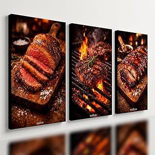 Kit 3 Quadros Decorativos Churrasco Carne Grelhada Área Gourmet