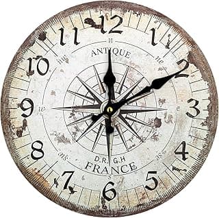 Relógio de parede náutico vintage com compasso e números 1-12