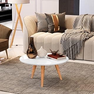Mesa De Centro Dubai Sala Decorativa Redonda Tripé Pés Palito (BRANCO)