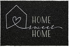 Tapete de entrada preto com texto 'HOME sweet HOME' branco