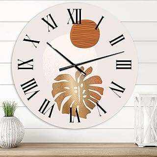 Relógio de parede DesignQ com motivos tropicais e geométricos, branco, para decoração de sala de estar