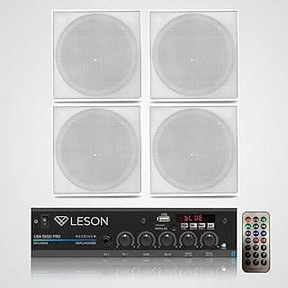 Kit com 4 arandelas auto falantes embutidas no teto com amplificador receiver