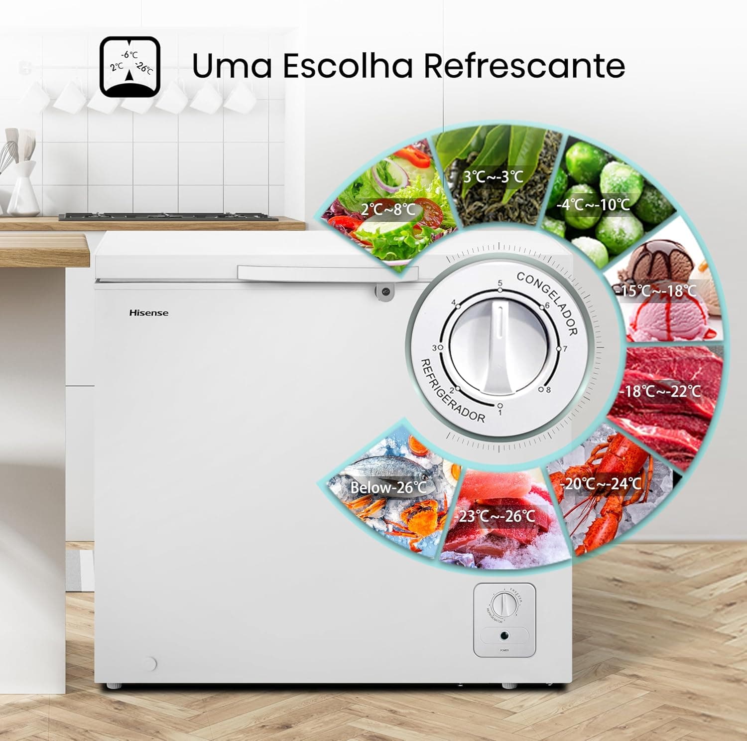 Freezer Horizontal Hisense FC257N Tripla Ação 198 Litros Branco 127 Volts