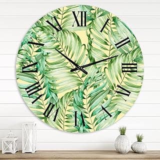Relógio de parede tropical com folhas Monstera, grande, decoração sala estar