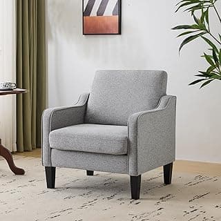 VINGLI Cadeiras de destaque para sala de estar, cadeira moderna de meados do século, poltrona de sofá, cadeira estofada com braços escavados para quarto, apartamento, escritório, estúdio, sala de